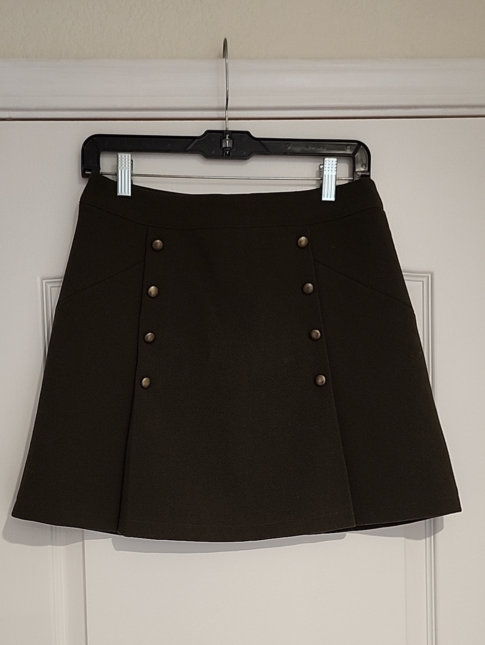 H&M Dark Olive Mini Skirt with Front Button Detail